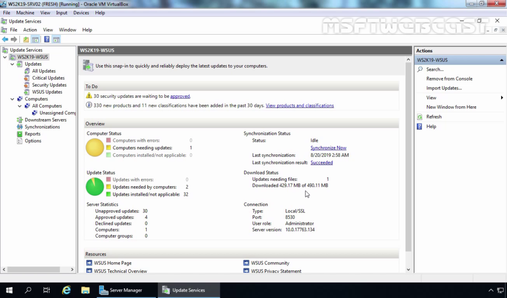 Install and Configure WSUS Server 2019