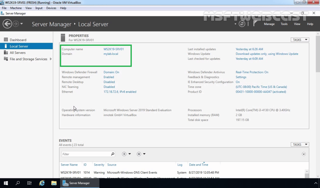 1 Open Server Manager console