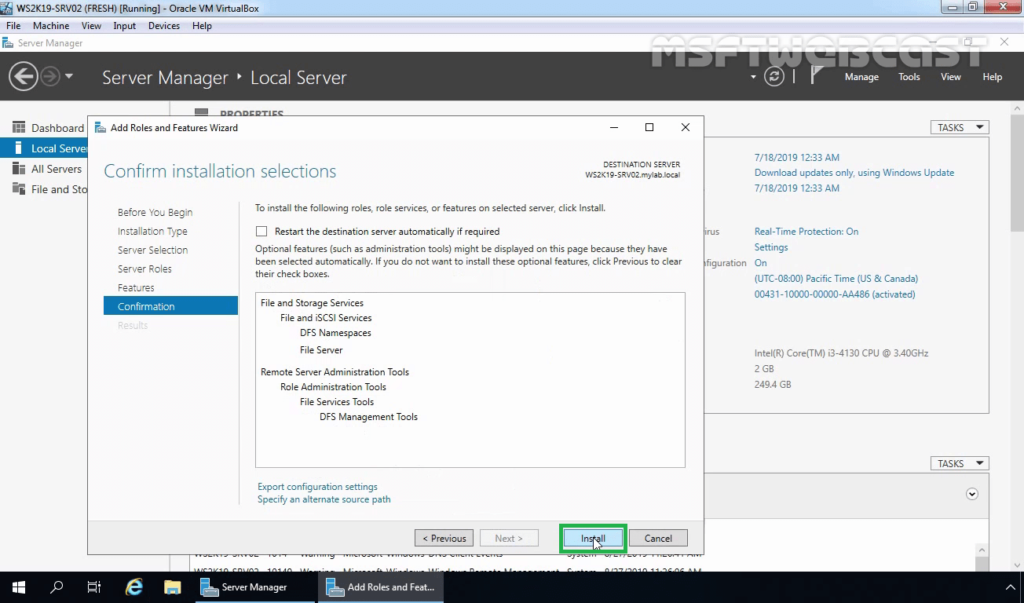 10 Click on Install to start the Installation