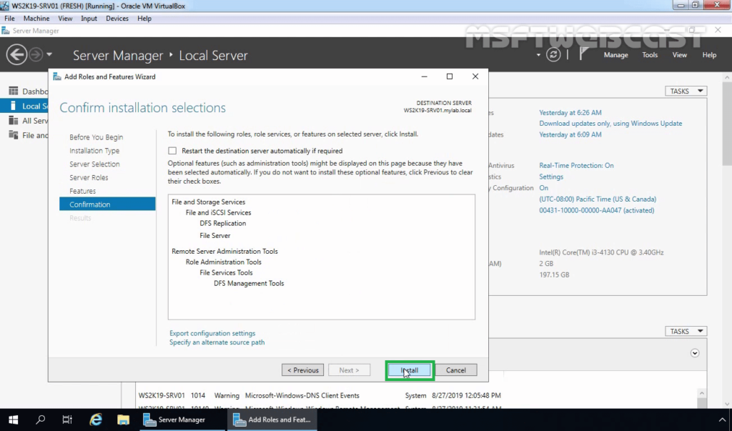 10 Click on Install to start the installation process