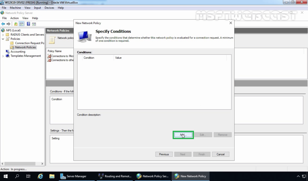 10. Click Add to Specify Conditions