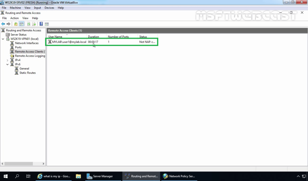 12. Check Remote Access Clients Information on VPN Server