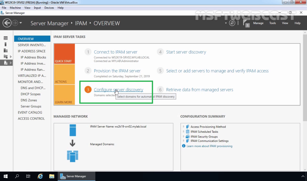 19. Click on Configure Server Discovery Link