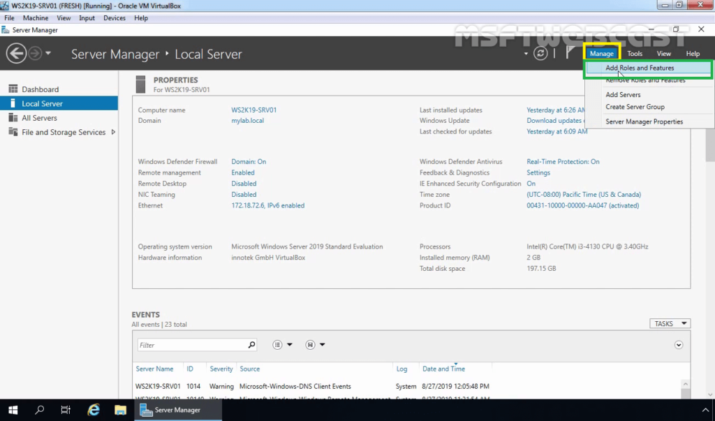 2 Click on Manage