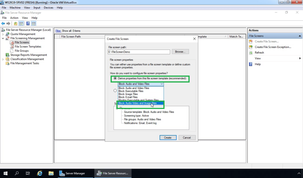 21. Choose the existing file screening template