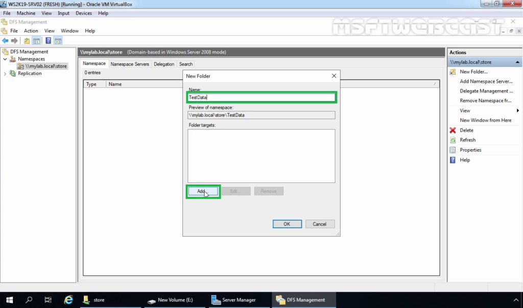 22 Specify DFS folder target path
