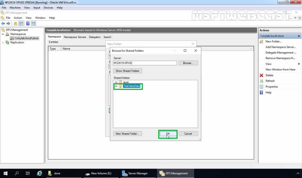24 Select the existing shared folder