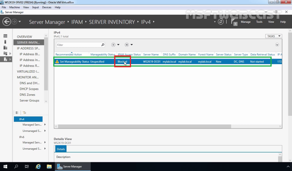 24. Confirm IPAM Access Status to Blocked