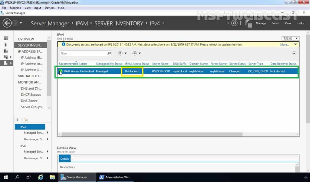 32. Verify IPAM Access Status to Unblocked