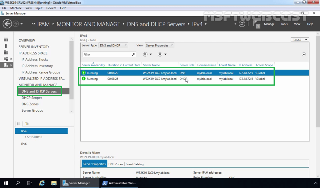 34. Verify All the DHCP and DNS Data in IPAM Console