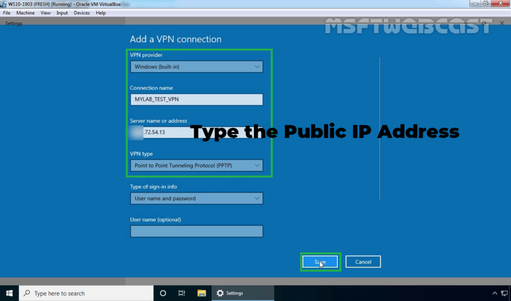 8. Specify Required Details About VPN Connection