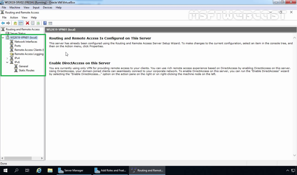 8. Verify Green Arrow in Front of Server Name