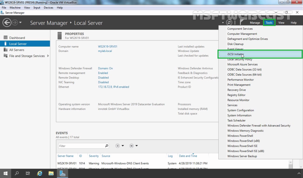 1. Click on iSCSI Initiator