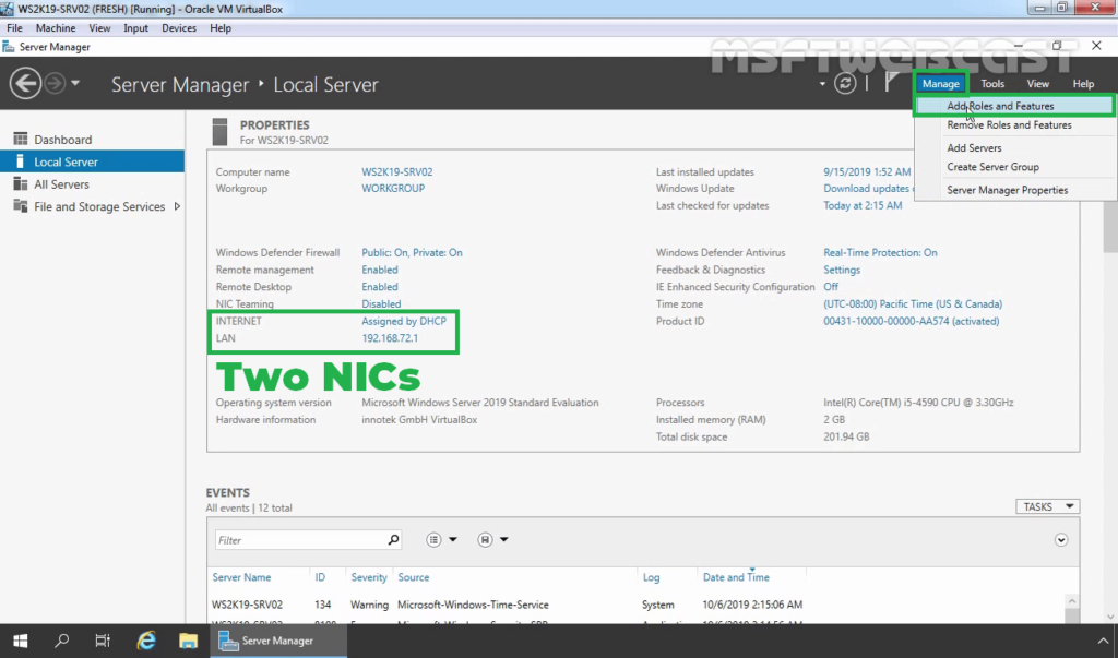 1. Start Add Roles or features wizard