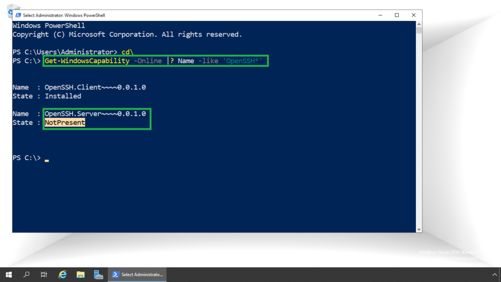 1. verify ssh server package is installed