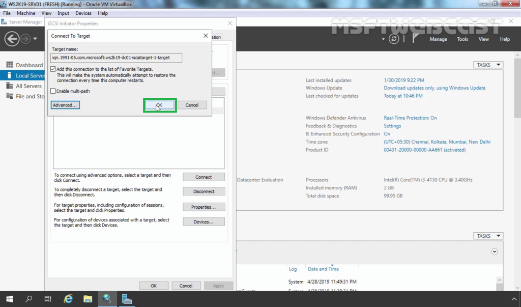 10. Click OK