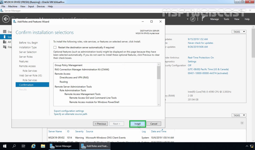 10. click on install
