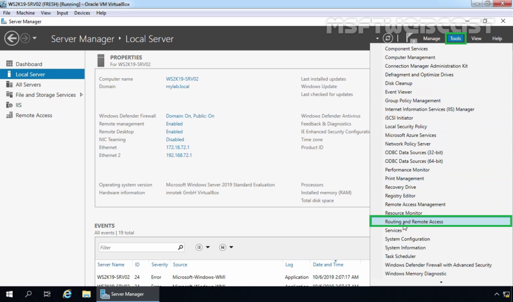 11. open routing and remote access console