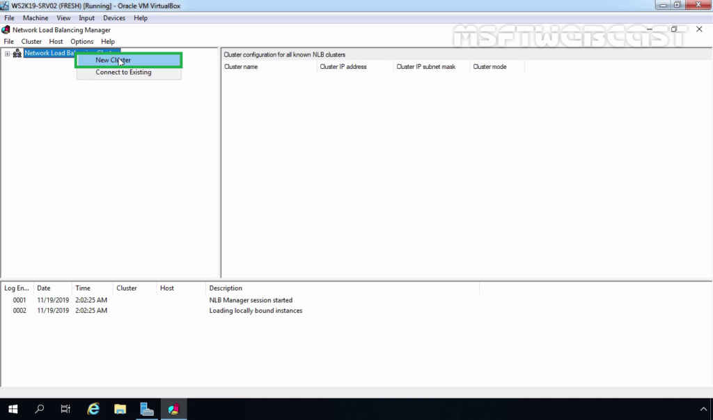 12. Select Add New NLB Cluster