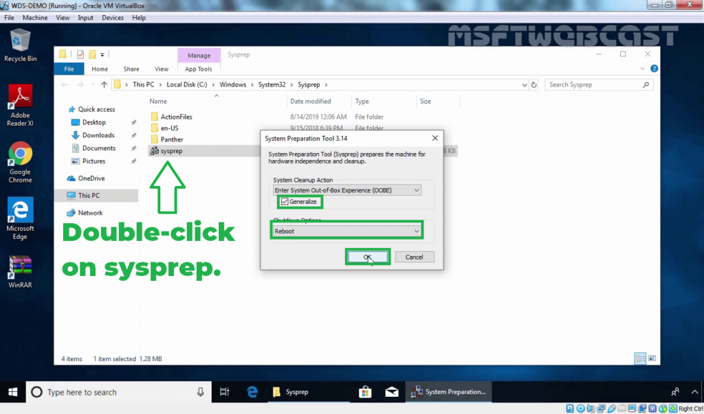 12. Select generalize oobe and click ok