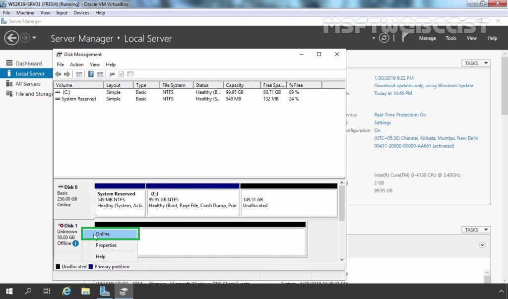 13. Bring Disk Online