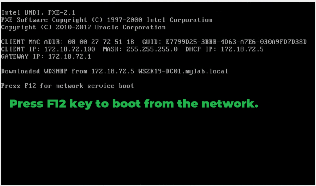 14. Press f12 and boot from the network - Copy