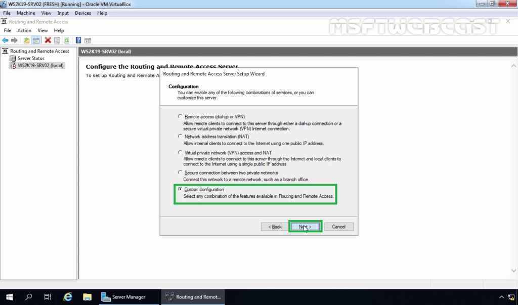 14. select custom configuration
