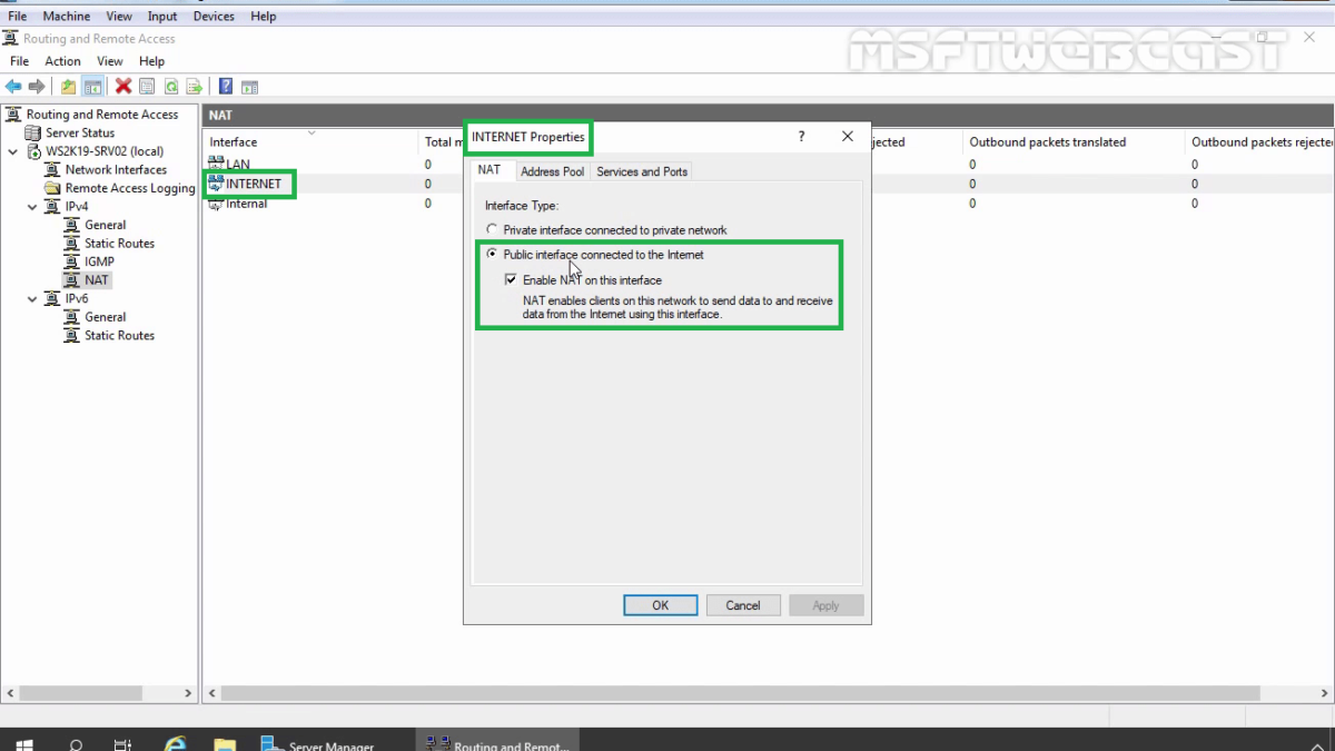 Configure Windows Server 2019 as a NAT Router