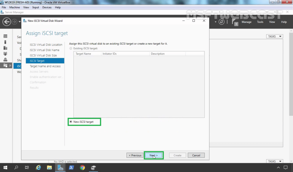 15. Select New iSCSI Target