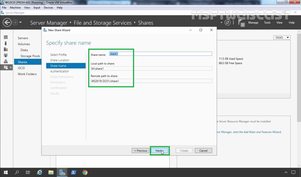15. Verify NFS share Name and path