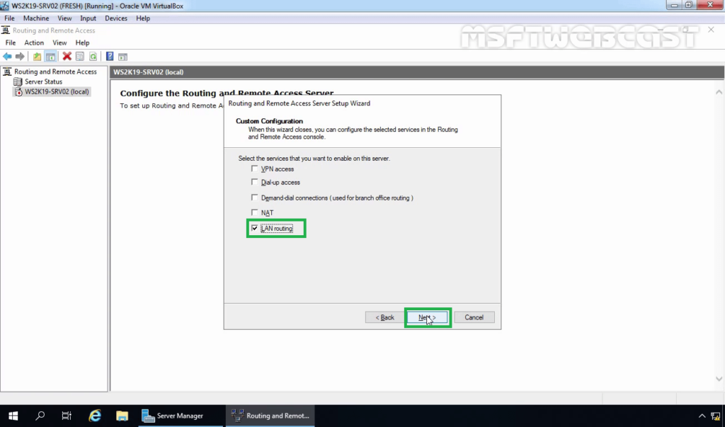 15. select lan routing