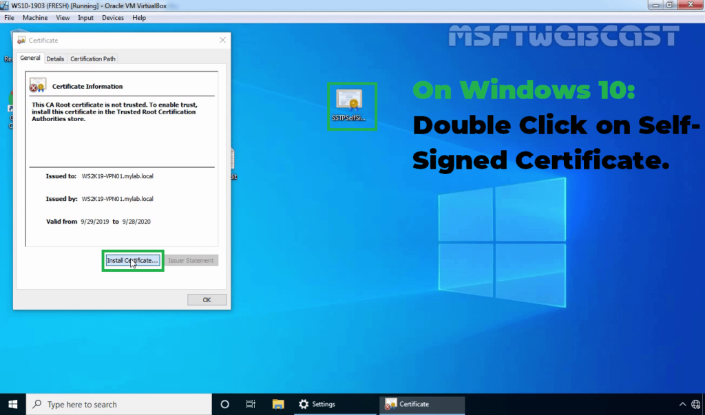16. Install Self-signed Certificate