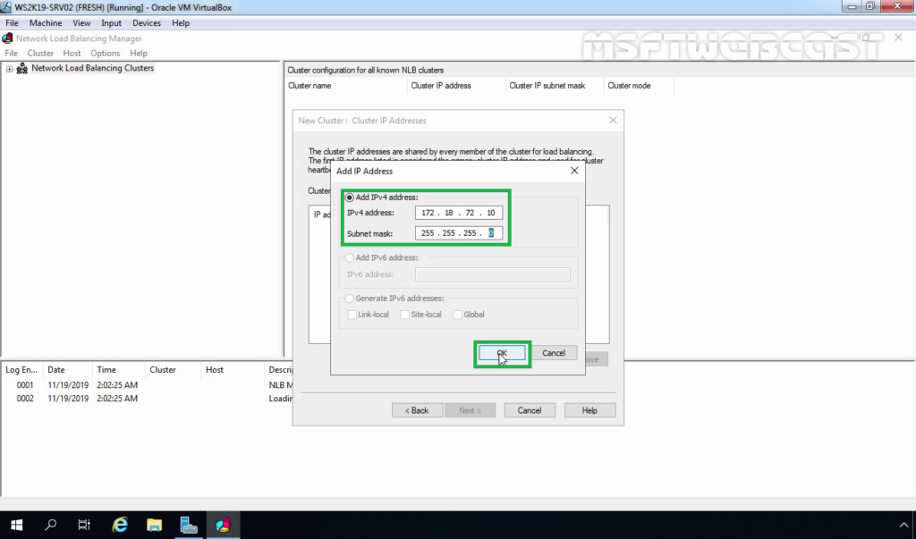 16. Specify NLB Cluster IP Address