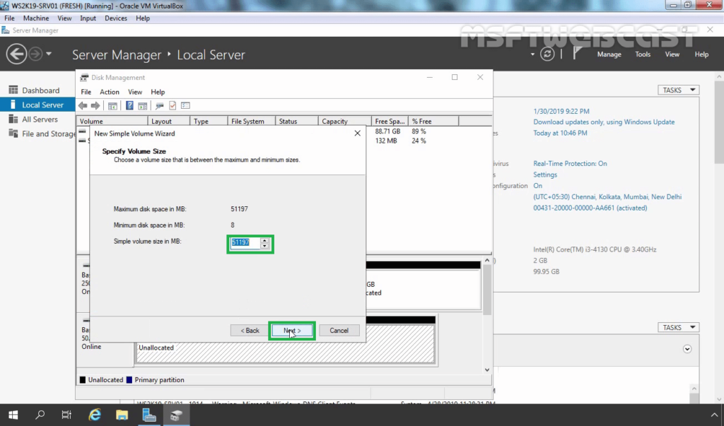 18. Specify Volume Size