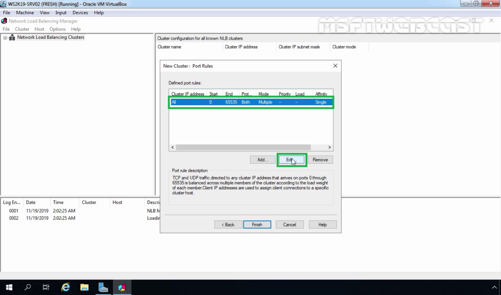 19. Edit Default NLB Port Rule
