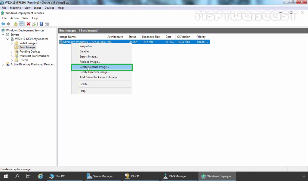 2. Select create a capture image