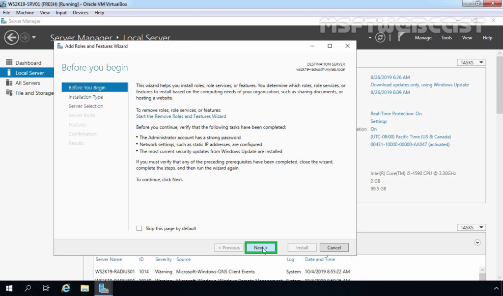 2. click next on before you begin screen