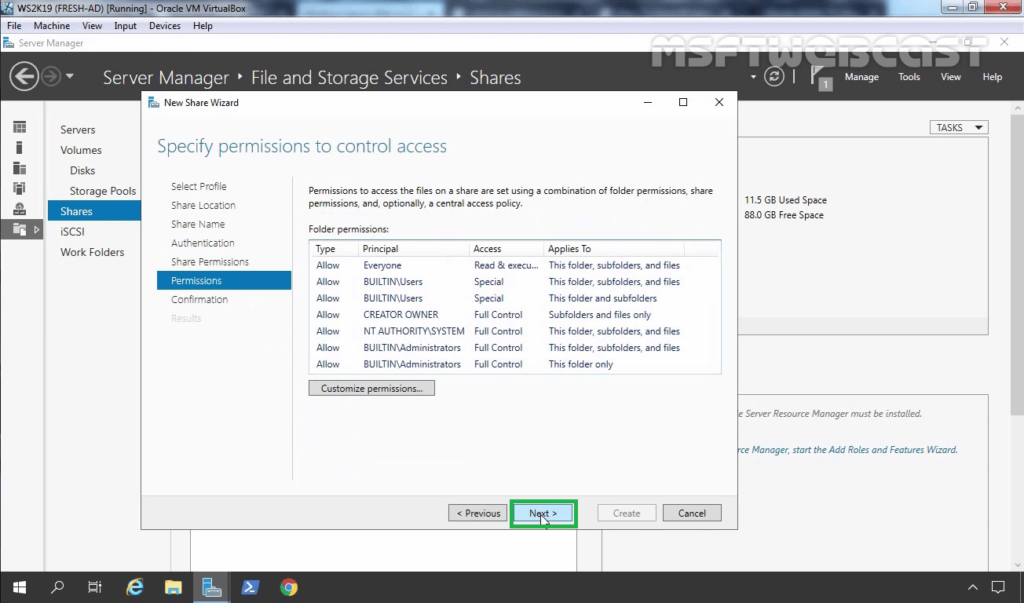 20. Setup NTFS permission as needed