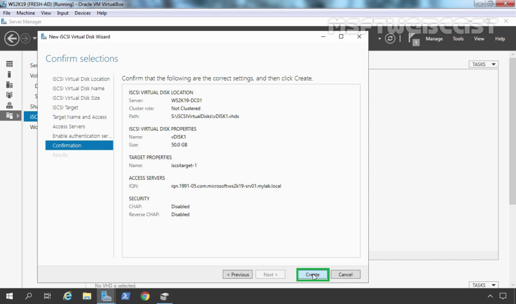 21. Click Create