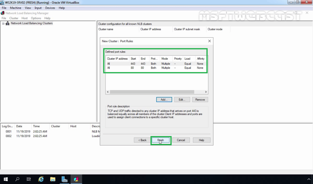 22. Click Finish to complete Cluster Configuration