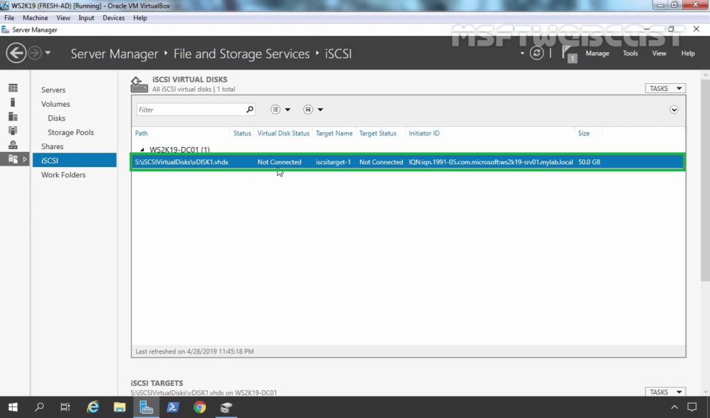 23. Verify the iSCSI Virtual Disk