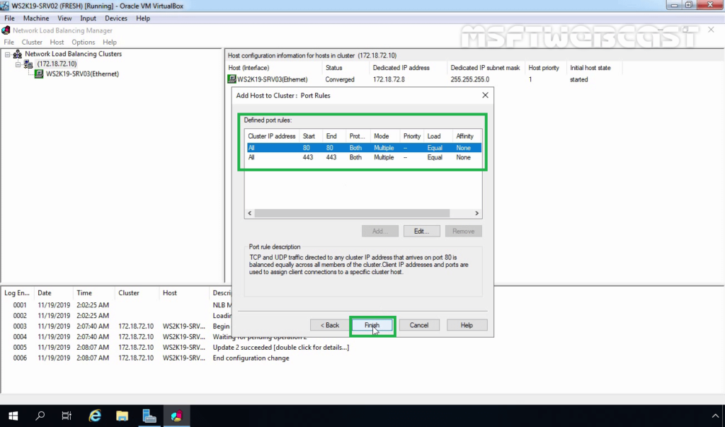 27. Click Finish to complete Cluster Configuration