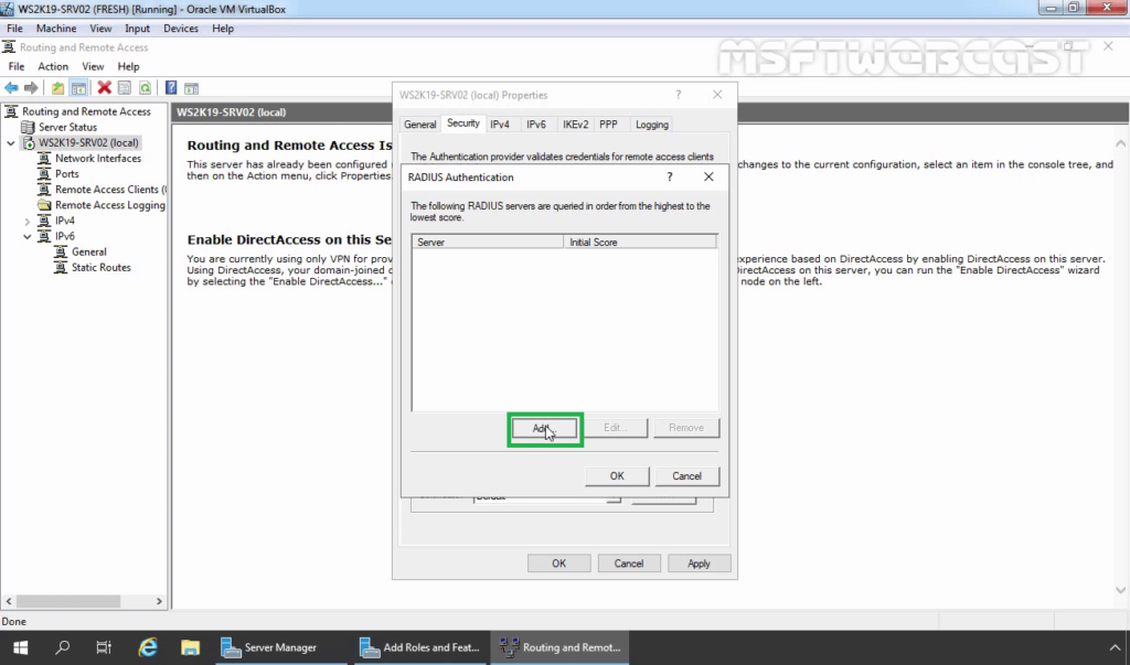 28. click on add for radius server