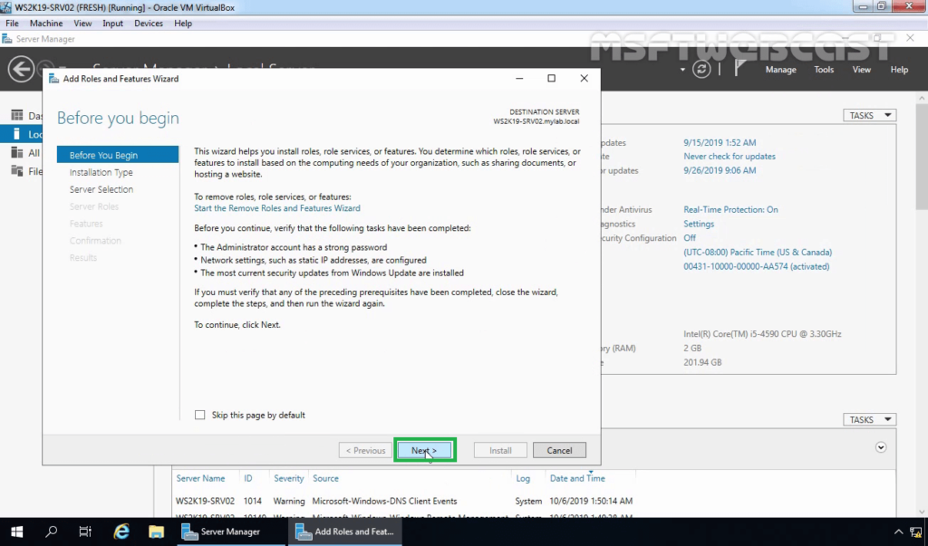 3. click next on before you begin screen