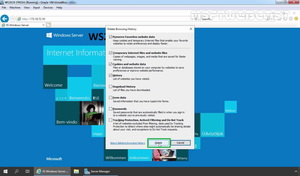 30. Delete Web Browsing History