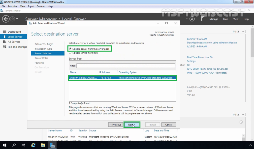 4. Select Local Server