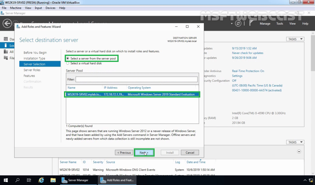5. select local server to install lan routing