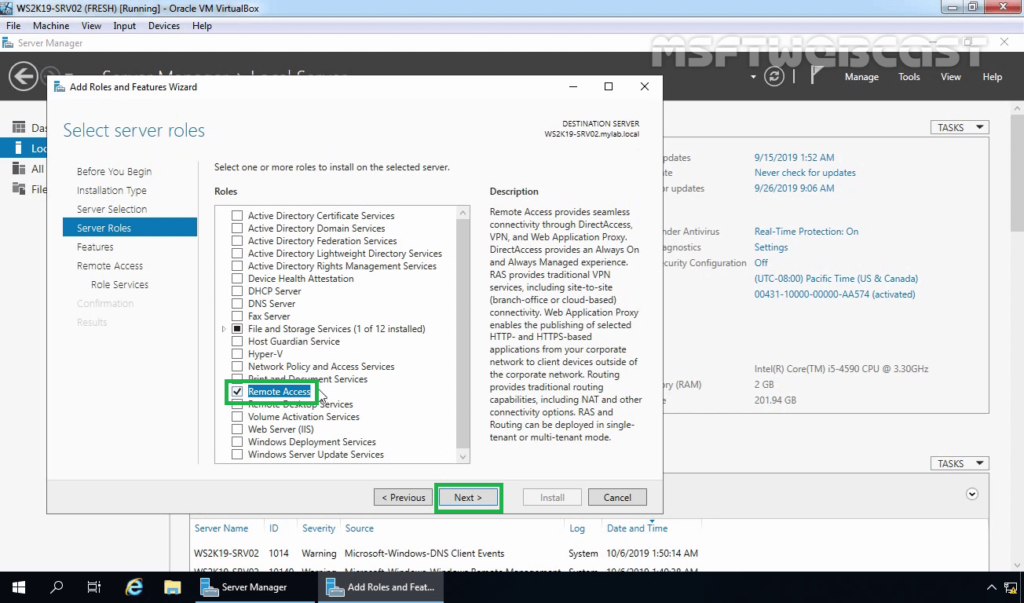 6. select remote access role service