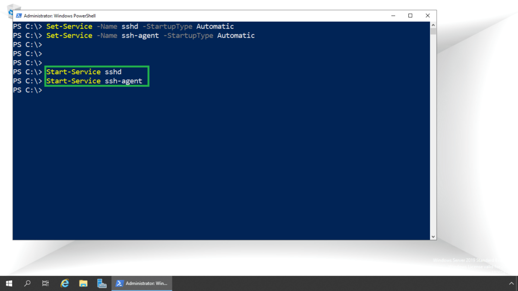 6. start ssh services