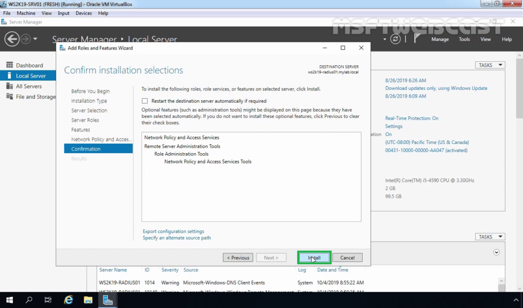 7. click install to start the process